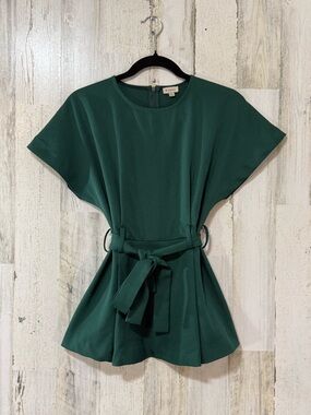 Daniel Cremieux Emerald Green Short-Sleeve Belted Tunic